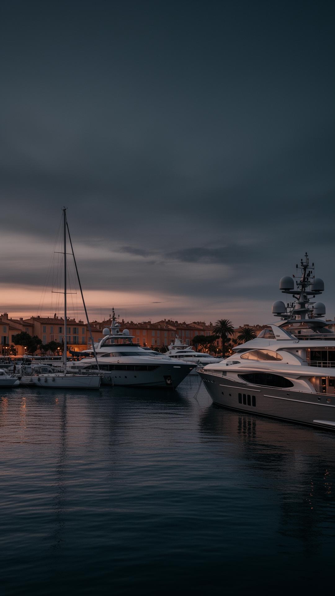 Saint-Tropez harbour at twilight