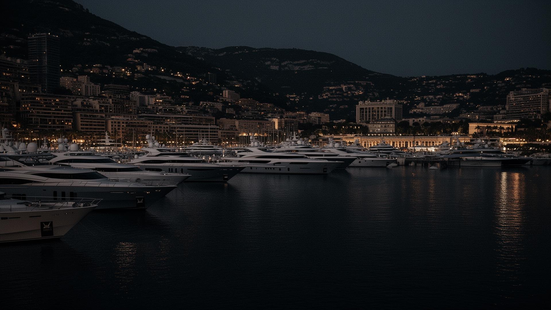 Monaco harbour at night
